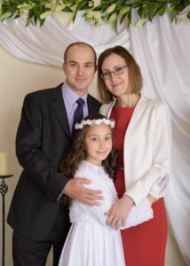 Family portrait during a First Holy Communion Photography session in Nottingham studio.