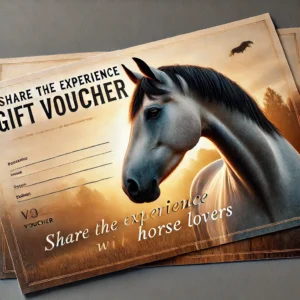 Gift voucher with horse illustration for horse lover experiences