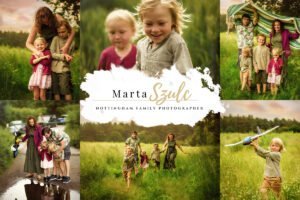 Mother embracing her children during an outdoor family photoshoot in Nottingham countryside