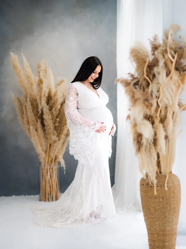 knee length dresses for ladies Lace Maternity Dress Xs / Sand main image 1