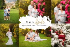 A collage of family photos captured by Marta Szulc, Nottingham Family Photographer, during a vibrant and joyful family photoshoot.