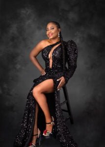 ladies glamour photo in black dress