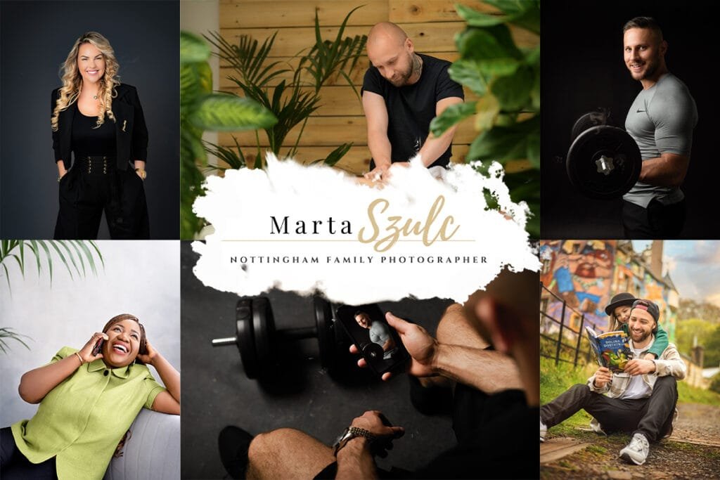 Business photography collage showcasing entrepreneurs, fitness trainers, and wellness professionals.