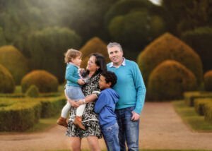 Nottingham Family having fun at Elvaston Castle Gardens during a professional family outdoor photoshoot in spring.