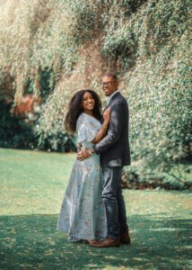 Couple embracing during an outdoor couple photoshoot in Nottingham, captured by a professional photographer.