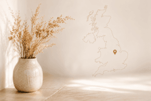 Minimal Nottinghamshire location map for Nottingham Family Photographer showing photography sessions across Nottingham, Derby and the East Midlands